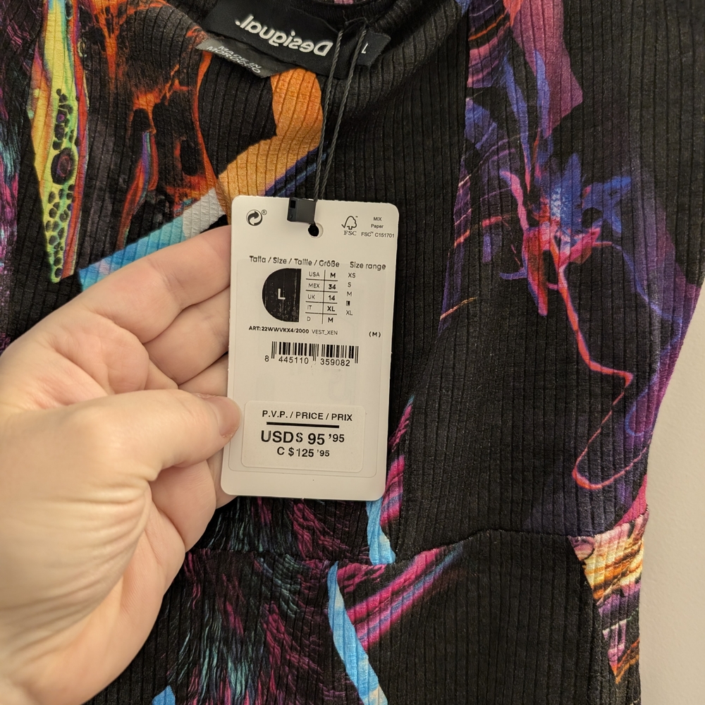 Desigual Black Dress with Vibrant Multicolor Print - Picture 2 of 3